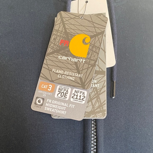 Carhartt Men's Navy Fire Retardant Hooded Jacket - Picture 5 of 9